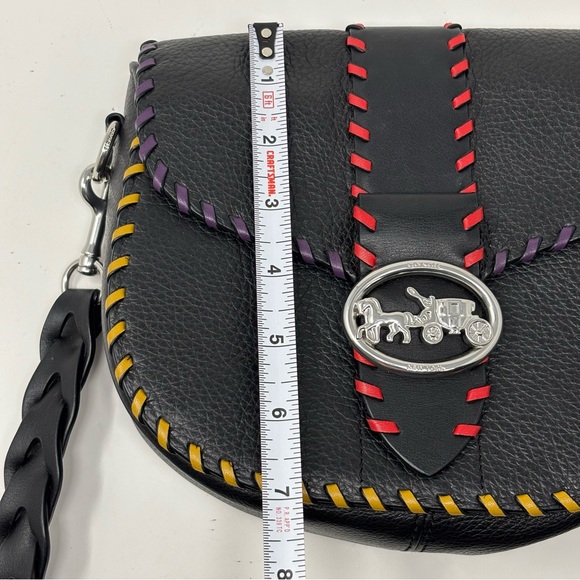 Coach Whipstitch Black Leather Georgie Saddle Bag Crossbody - Picture 14 of 16